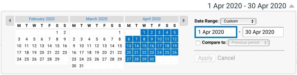 Google Analytics Date picker