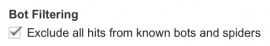 Analytics exclude bots checkbox
