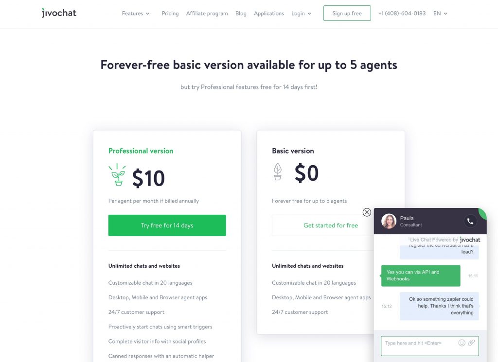 JivoChatweb chat sales website screenshot
