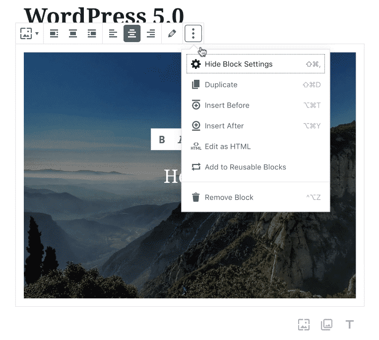 Screenshot of WP Gutenberg editor