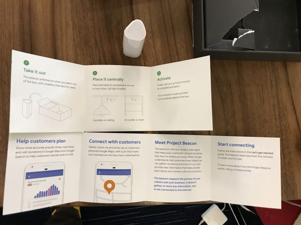 Overview shot of what you receive in the package from Google's Project Beacon 